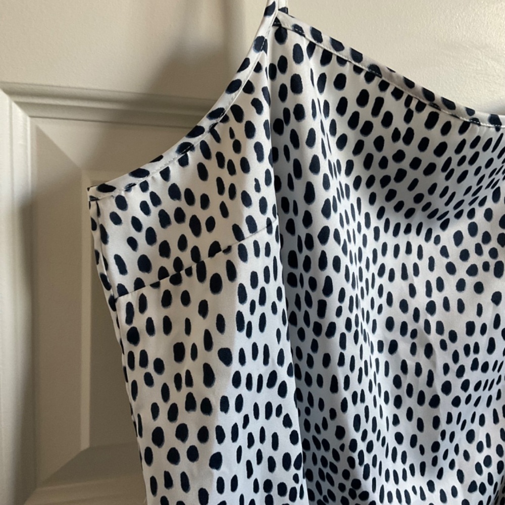 J. Crew Polka Dot Satin Camisole - White and Blue -‎ Size Large - Picture 2 of 7